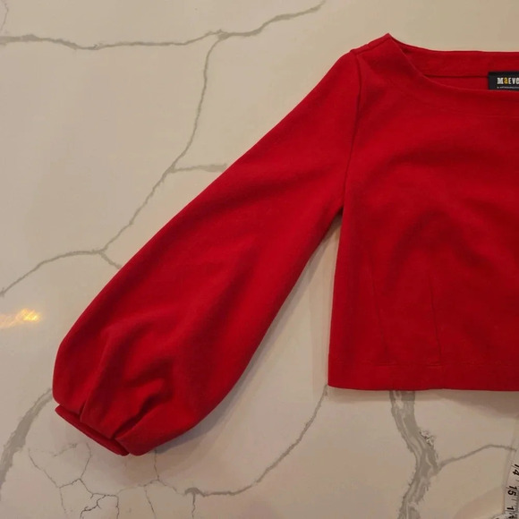 Maeve × Anthropologie Corset Poof Sleeve Crop Shirt Top Fushia Pink Size Small - Picture 7 of 11